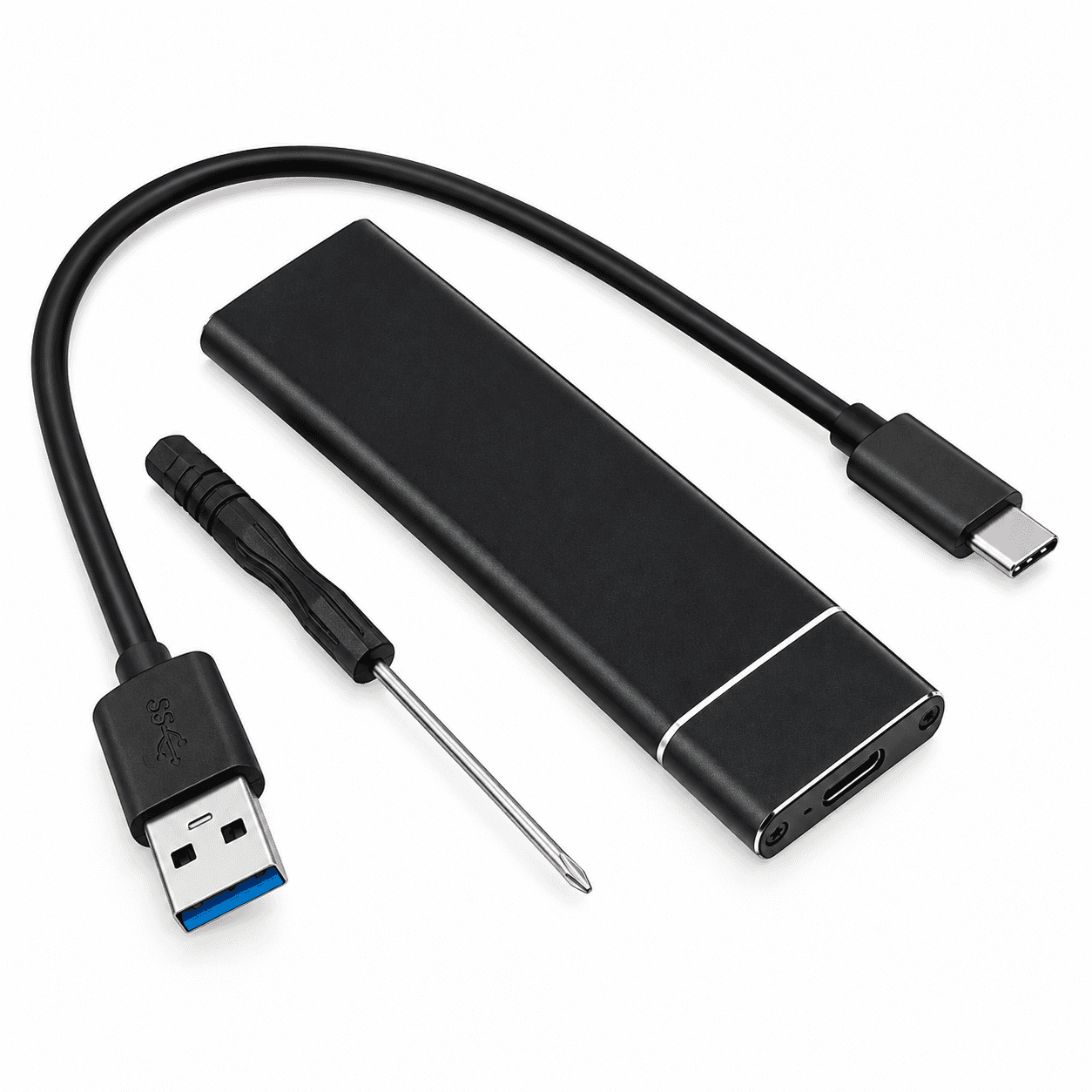 Boîtier double protocole SATA NVMe HDD en alliage d'aluminium USB 3.0 et Type C pour SSD M.2