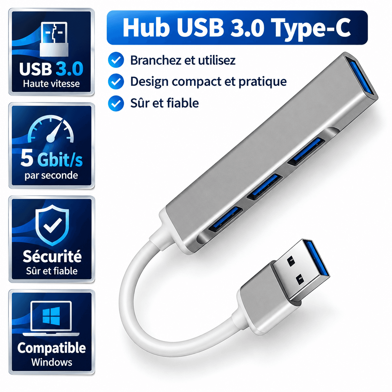 Hub USB 3.0 à 4 ports