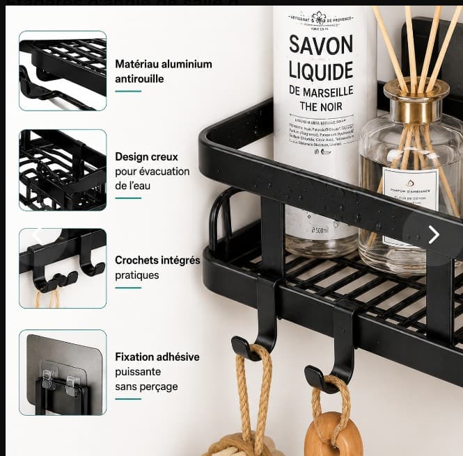 Étagère d’angle de salle de bain 4 en 1