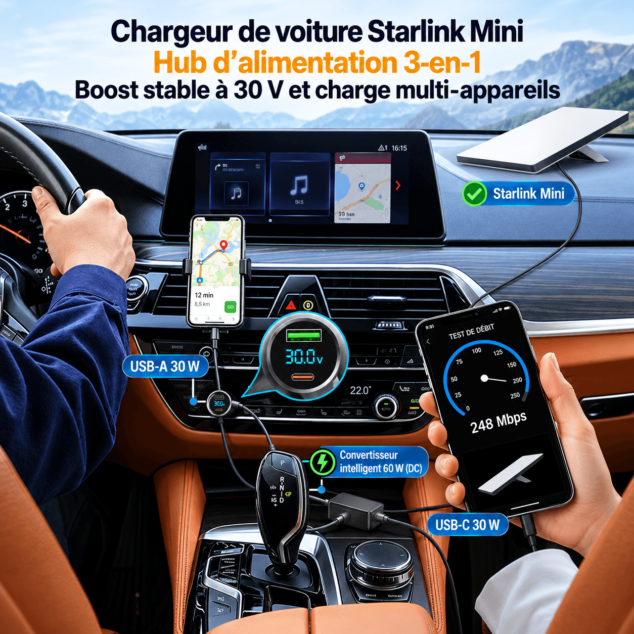 Chargeur Starlink Mini pour voiture