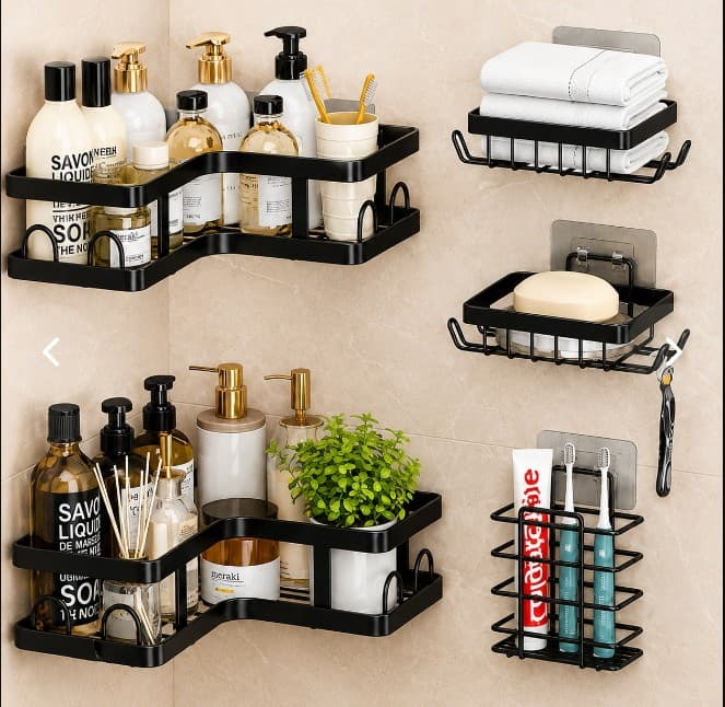 Étagère d’angle de salle de bain 4 en 1